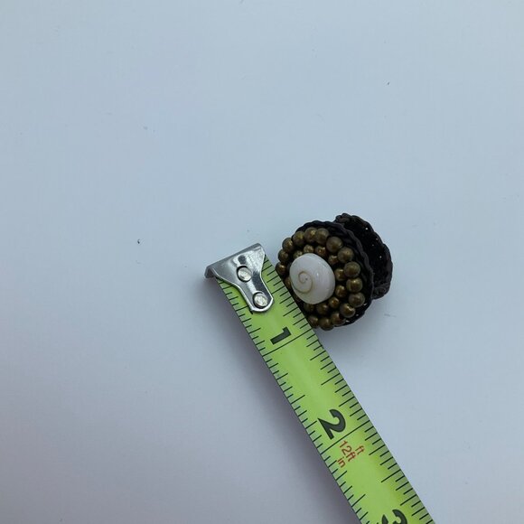 VTG New Old Stock Handmade Ring Sz 7.5 Crochet Natural Shell Coastal Boho - Picture 7 of 8